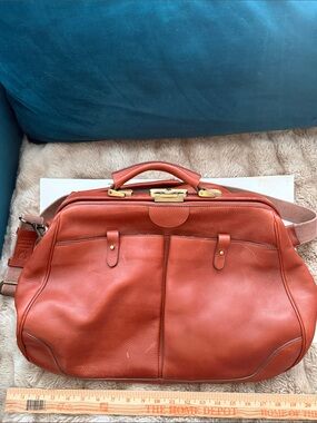 Italian Leather Satchel Bag in Burnt Orange